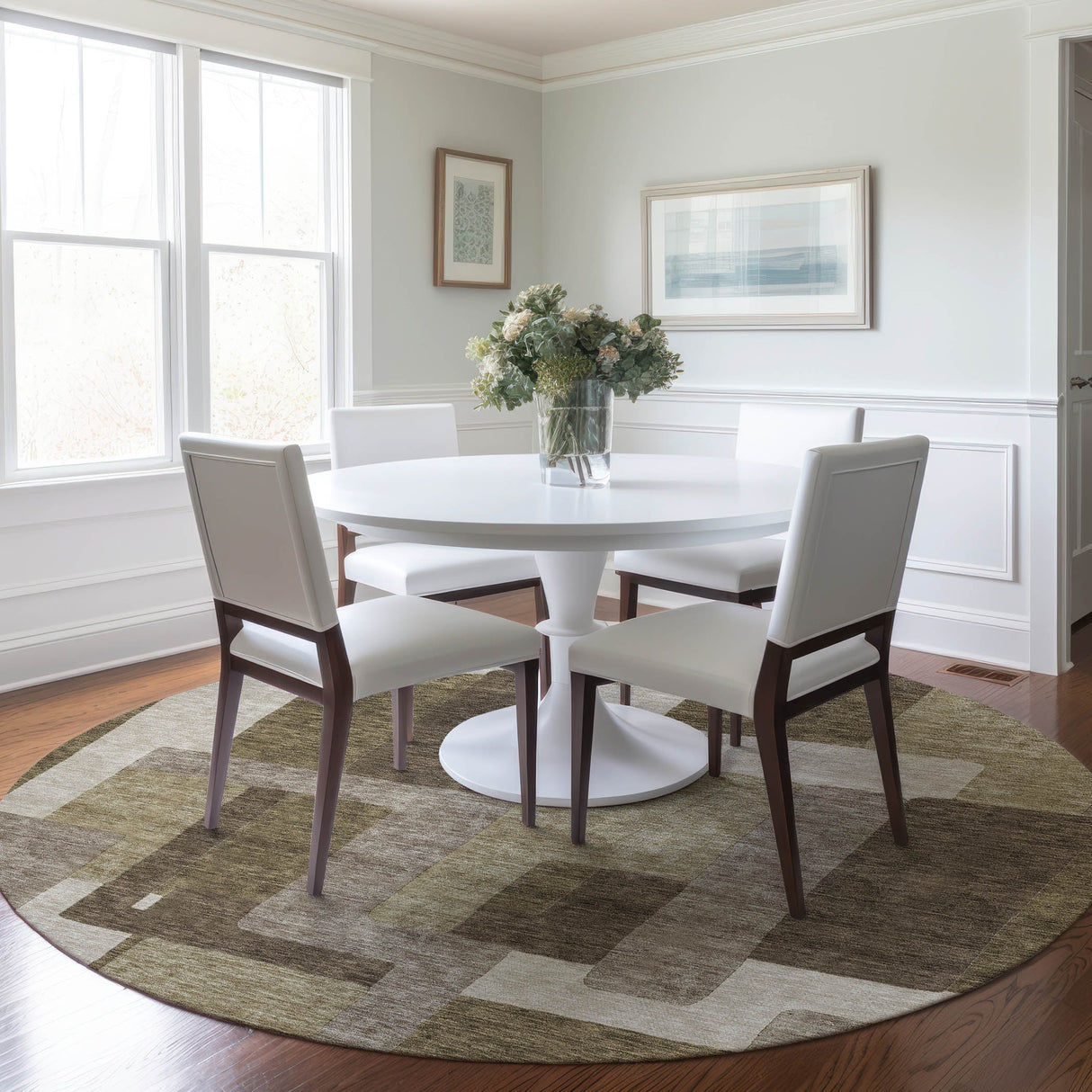 Machine Washable Indoor/ Outdoor Chantille Modern Blocks Rug