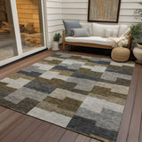 Machine Washable Indoor/ Outdoor Chantille Modern Blocks Rug