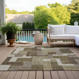 Machine Washable Indoor/ Outdoor Chantille Modern Blocks Rug