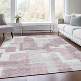 Machine Washable Indoor/ Outdoor Chantille Modern Blocks Rug