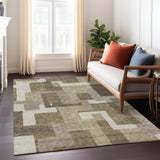 Machine Washable Indoor/ Outdoor Chantille Modern Blocks Rug