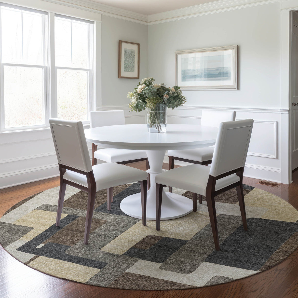 Machine Washable Indoor/ Outdoor Chantille Modern Blocks Rug