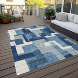 Machine Washable Indoor/ Outdoor Chantille Modern Blocks Rug