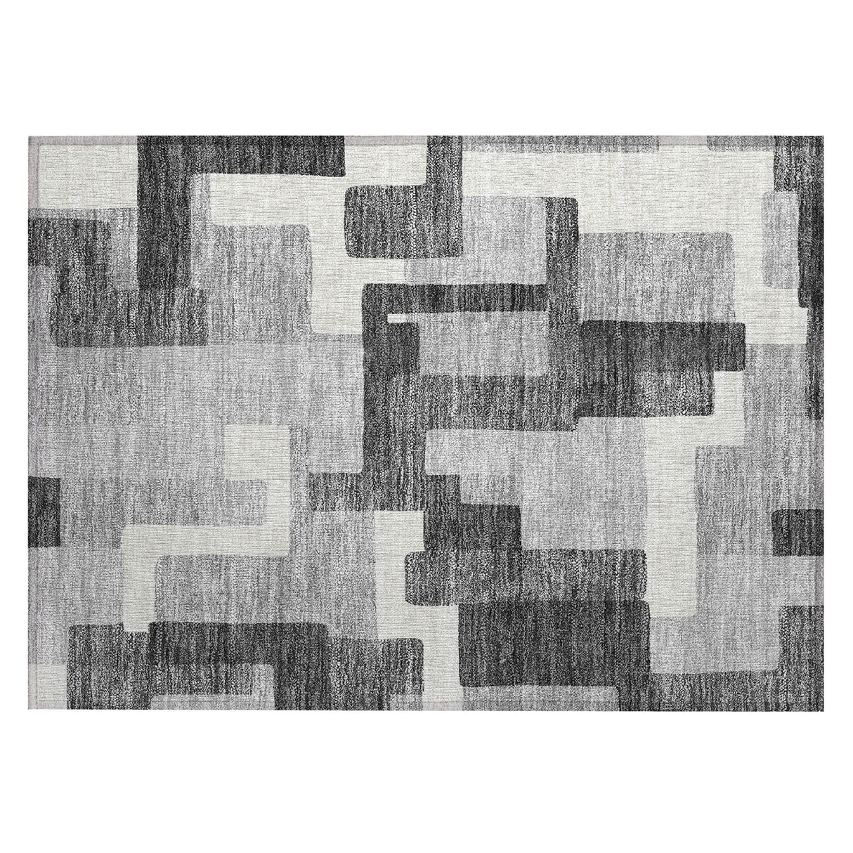 Machine Washable Indoor/ Outdoor Chantille Modern Blocks Rug