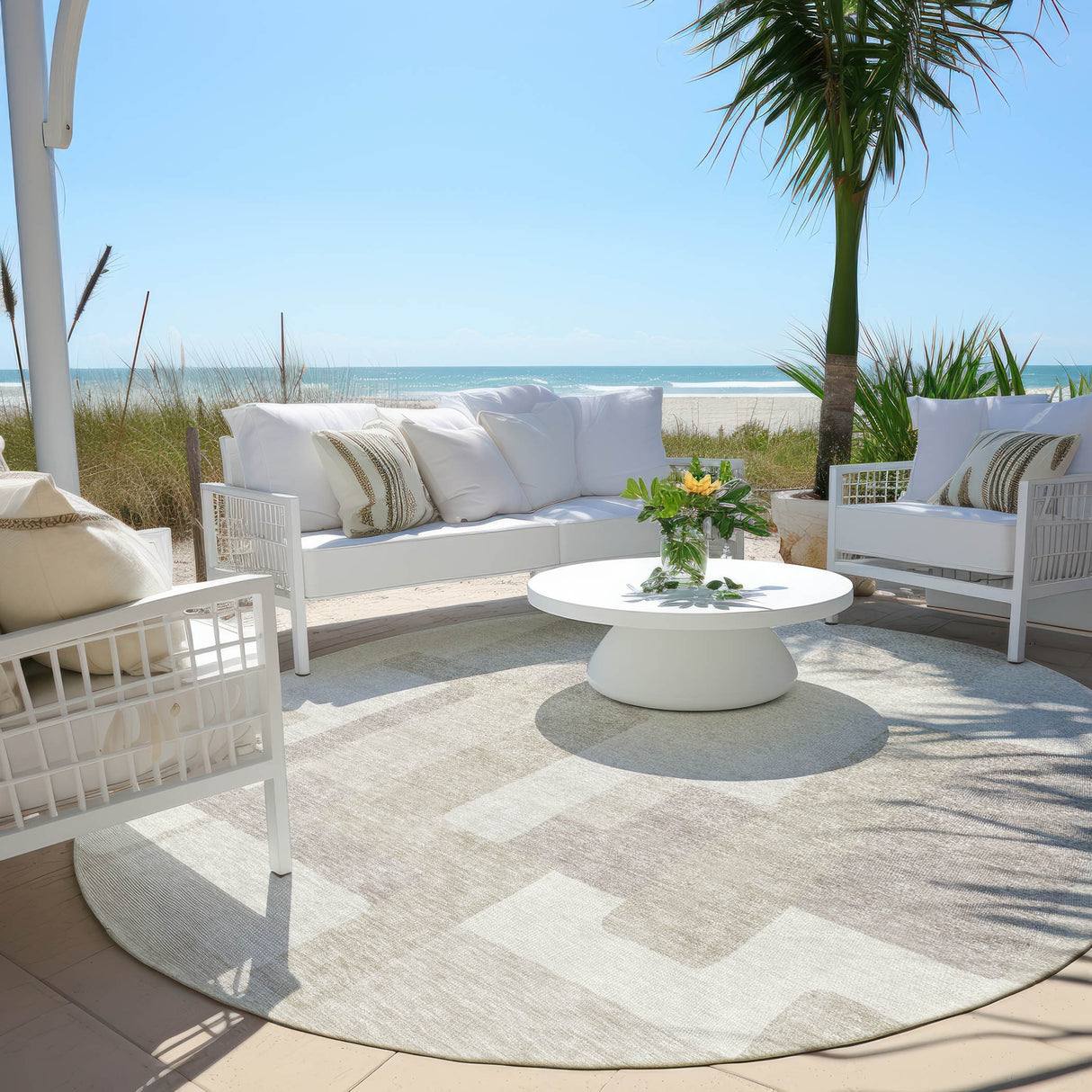 Machine Washable Indoor/ Outdoor Chantille Modern Blocks Rug