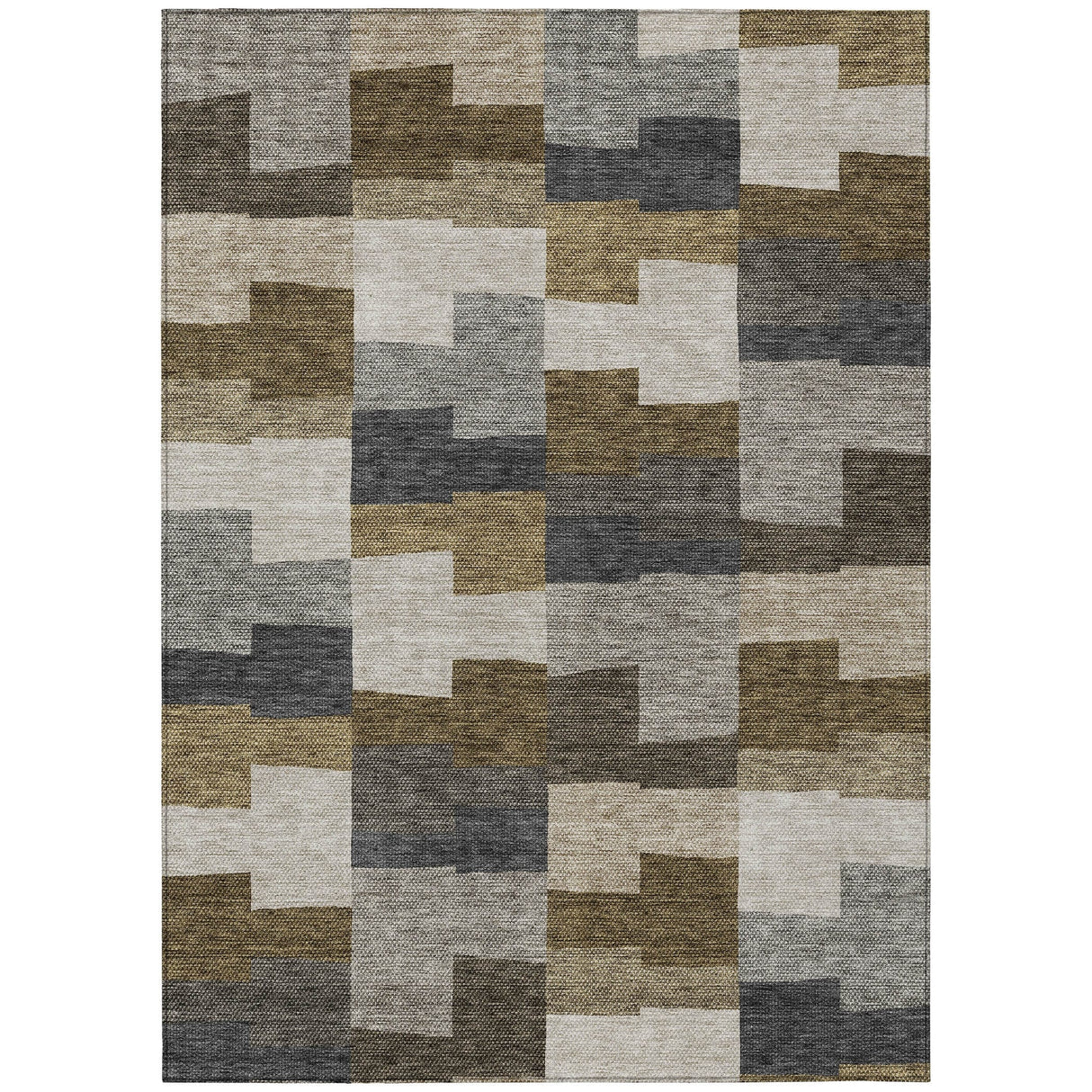 Machine Washable Indoor/ Outdoor Chantille Modern Blocks Rug