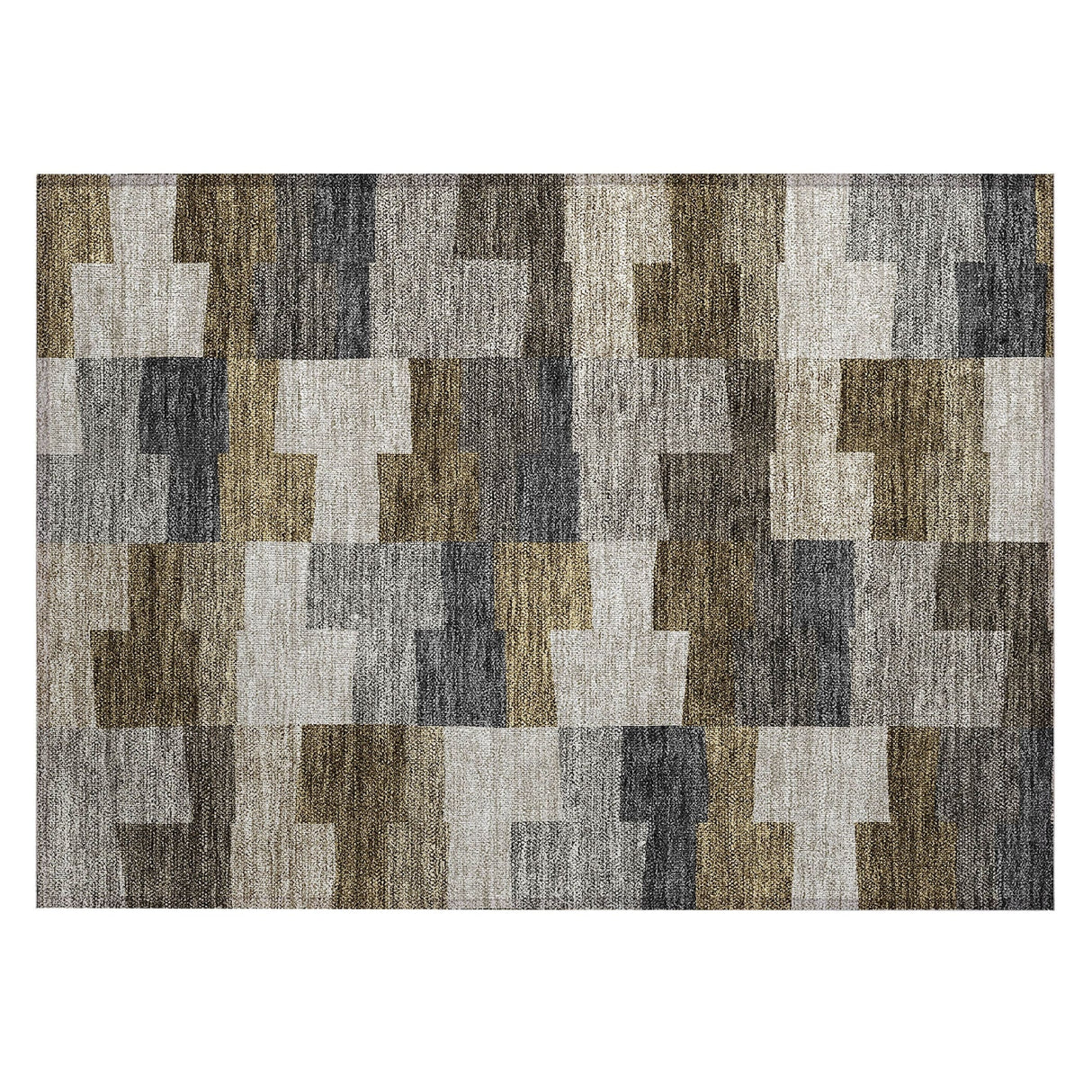 Machine Washable Indoor/ Outdoor Chantille Modern Blocks Rug