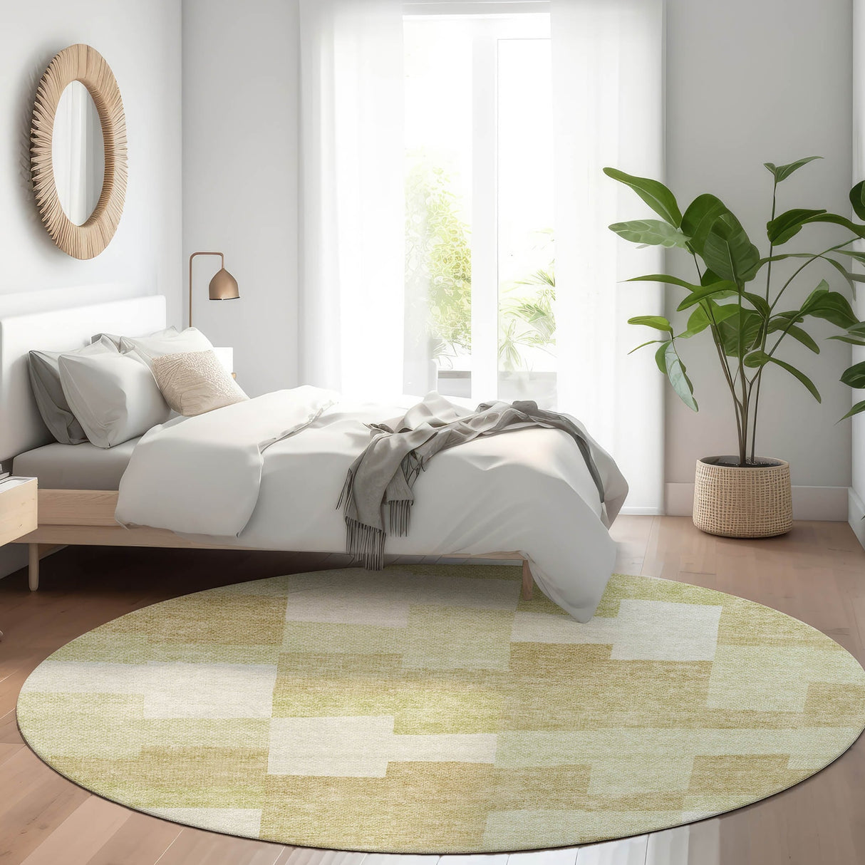 Machine Washable Indoor/ Outdoor Chantille Modern Blocks Rug