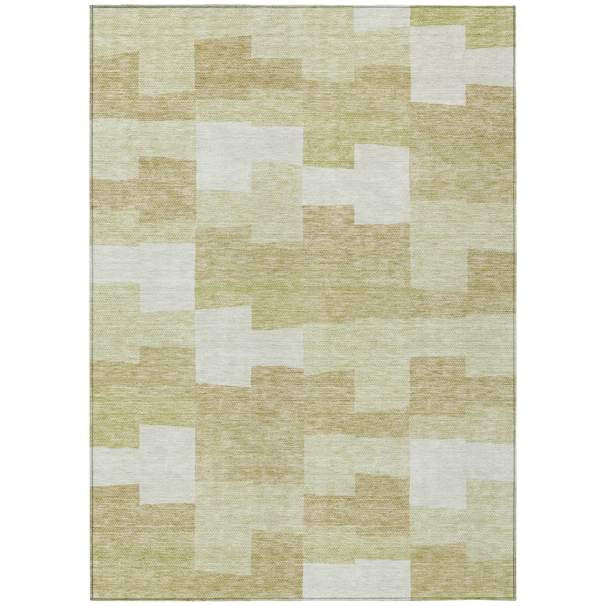 Machine Washable Indoor/ Outdoor Chantille Modern Blocks Rug