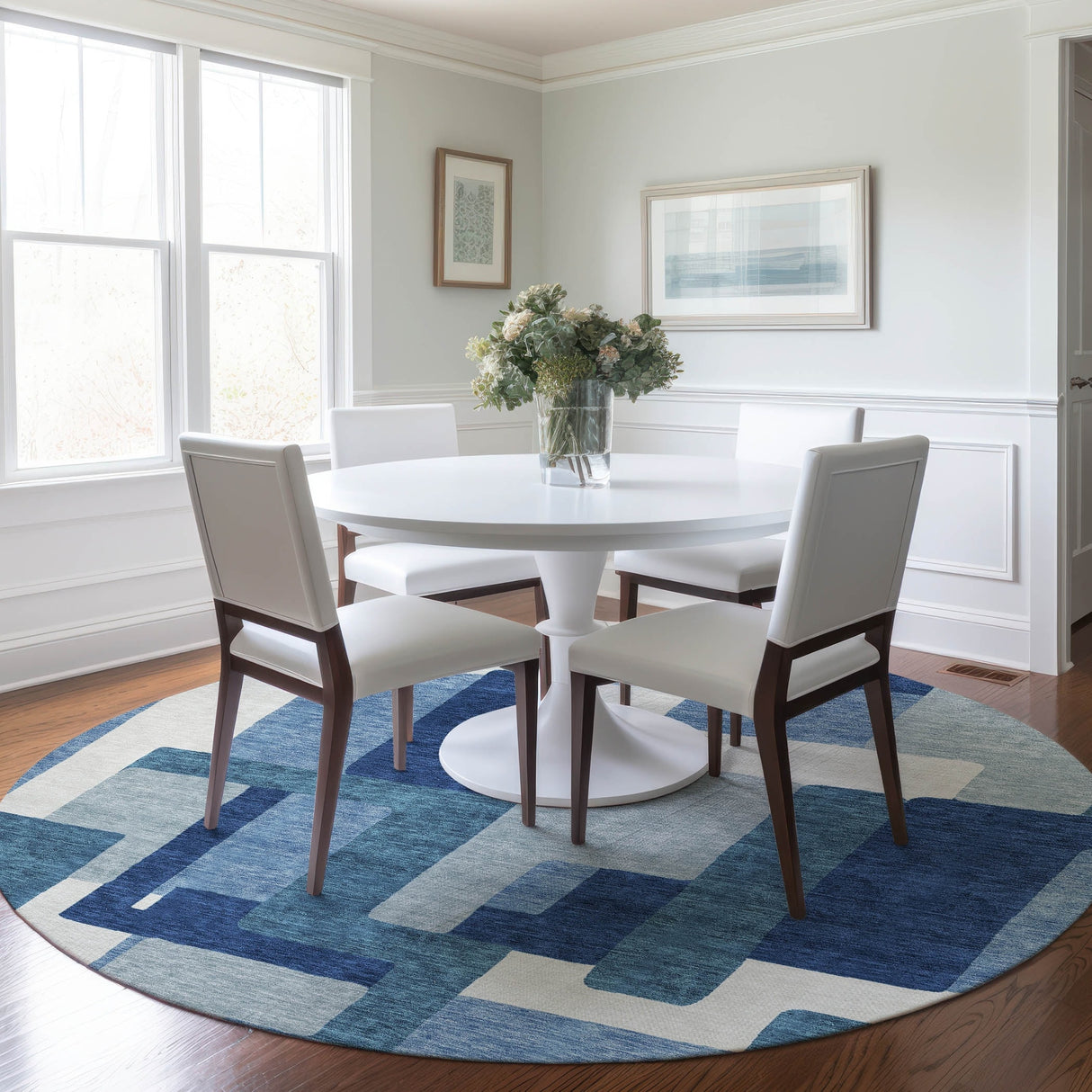Machine Washable Indoor/ Outdoor Chantille Modern Blocks Rug