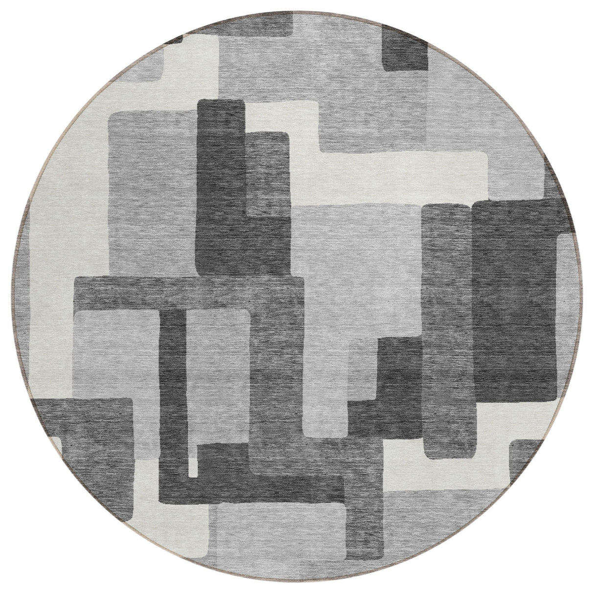 Machine Washable Indoor/ Outdoor Chantille Modern Blocks Rug