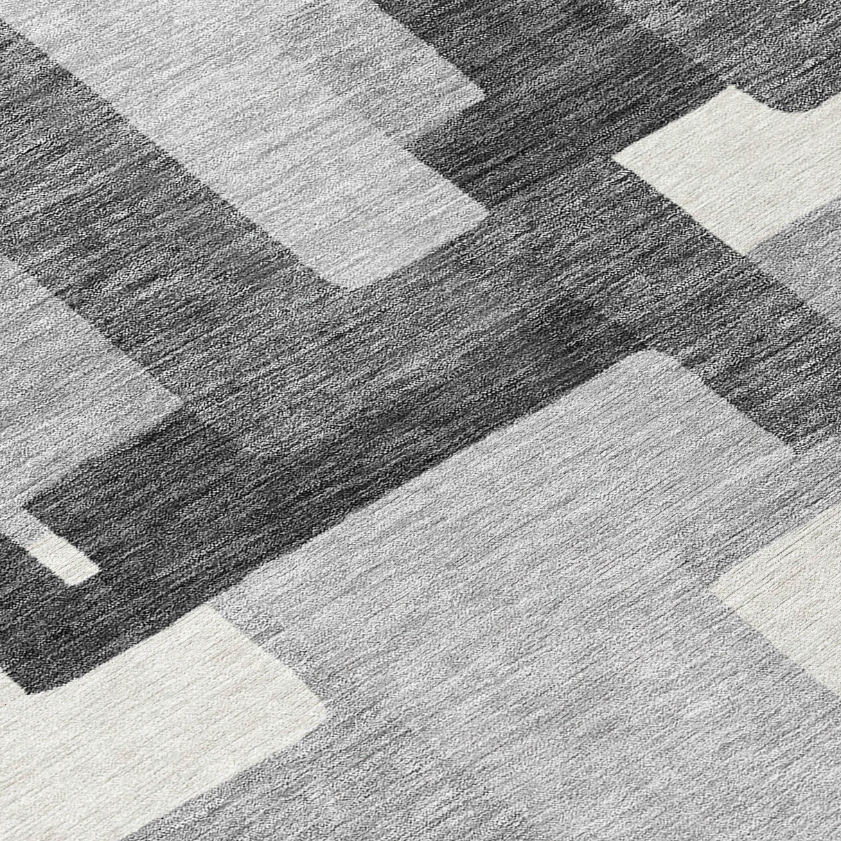 Machine Washable Indoor/ Outdoor Chantille Modern Blocks Rug
