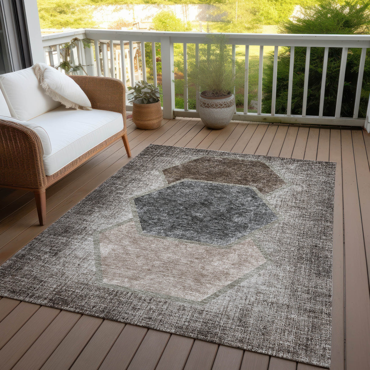 Machine Washable Indoor/ Outdoor Chantille Modern Boho Rug