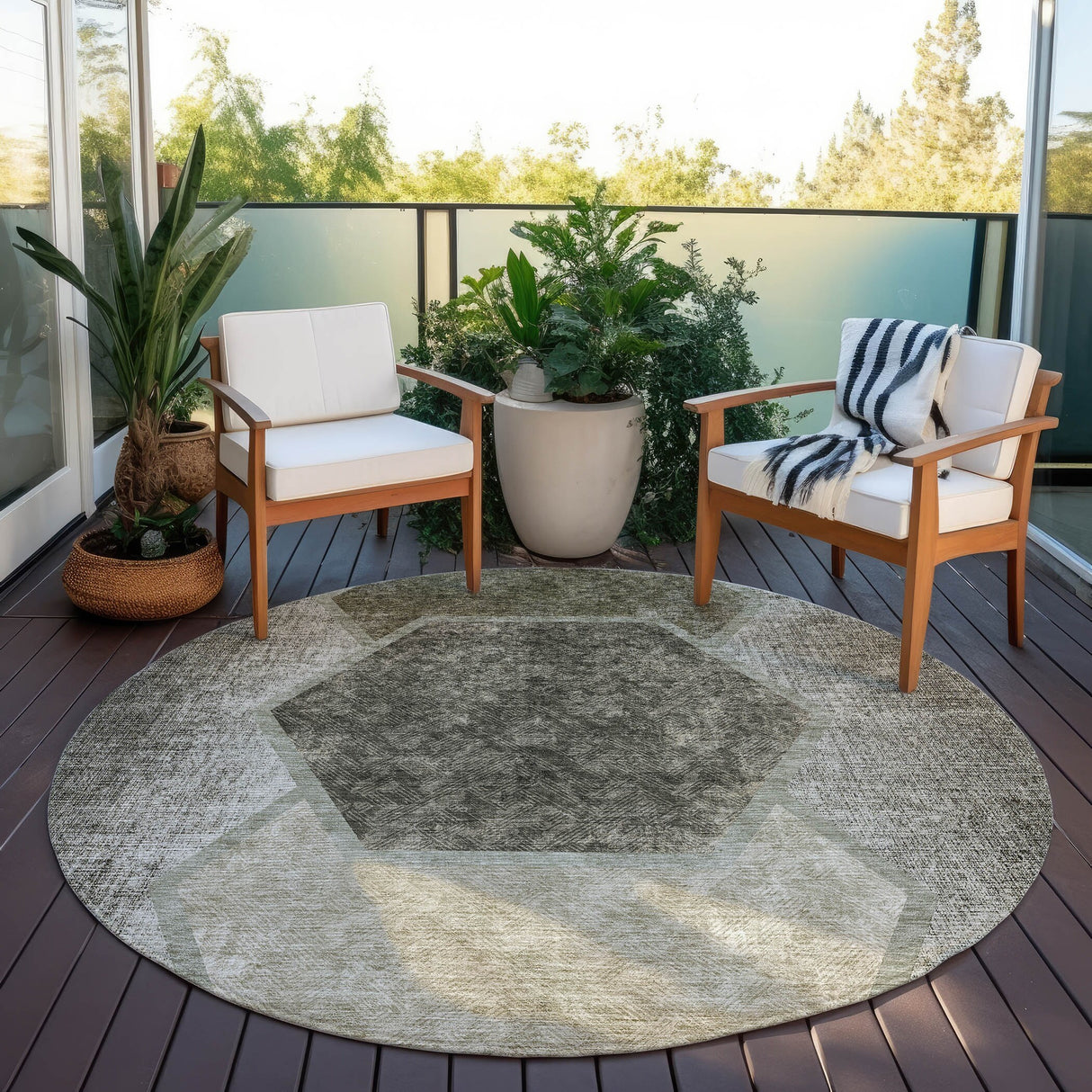 Machine Washable Indoor/ Outdoor Chantille Modern Boho Rug
