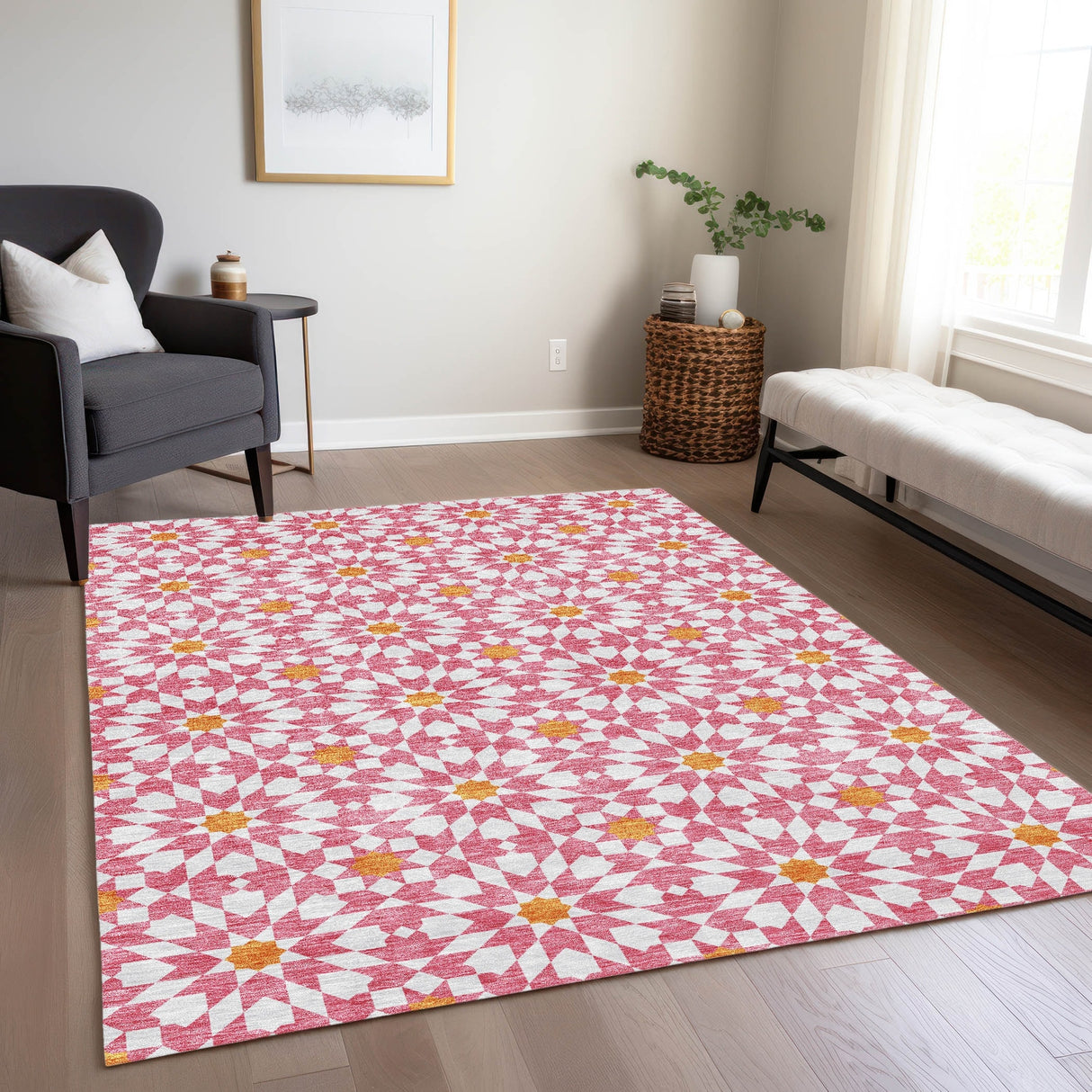 Machine Washable Indoor/ Outdoor Chantille Modern Boho Rug