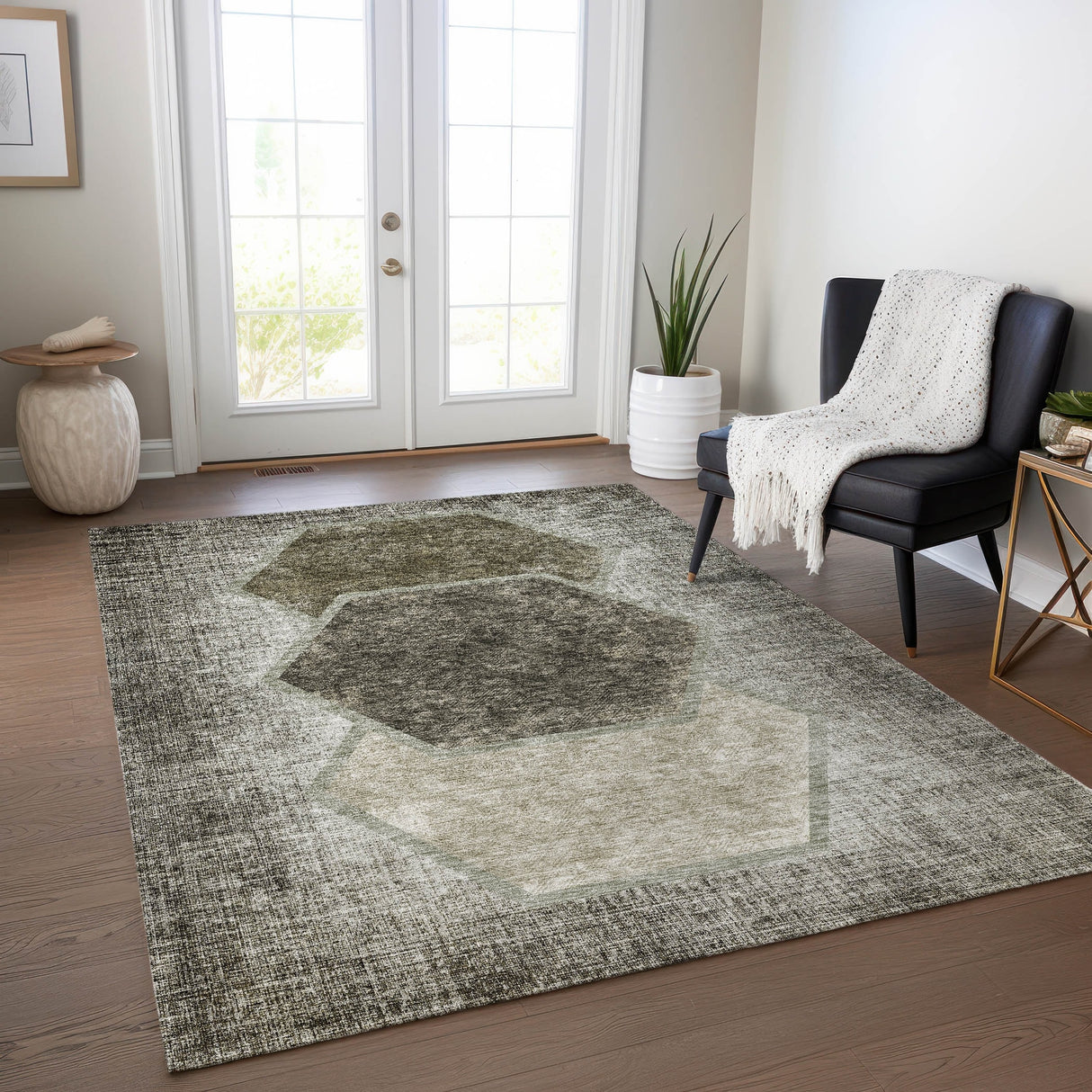 Machine Washable Indoor/ Outdoor Chantille Modern Boho Rug