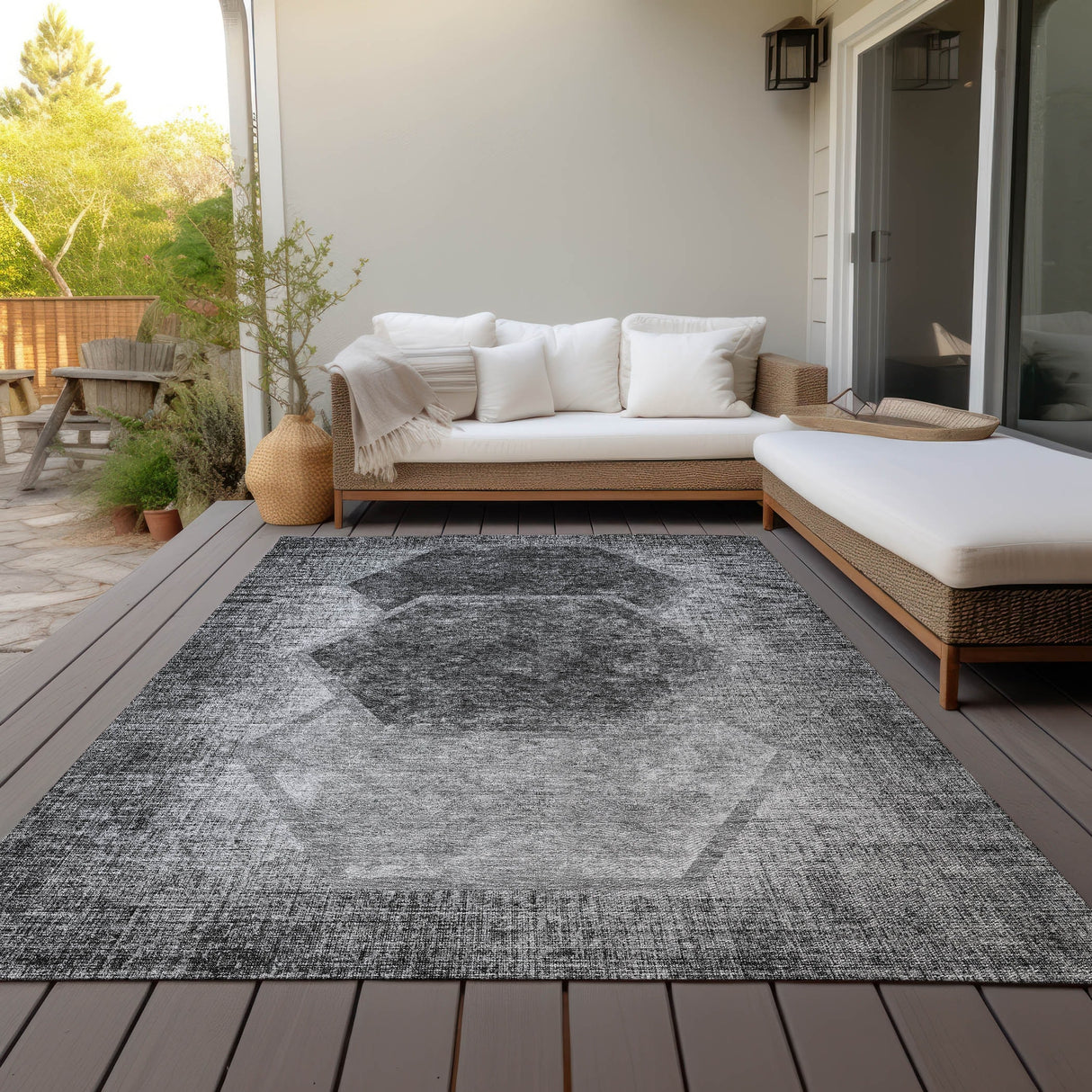 Machine Washable Indoor/ Outdoor Chantille Modern Boho Rug