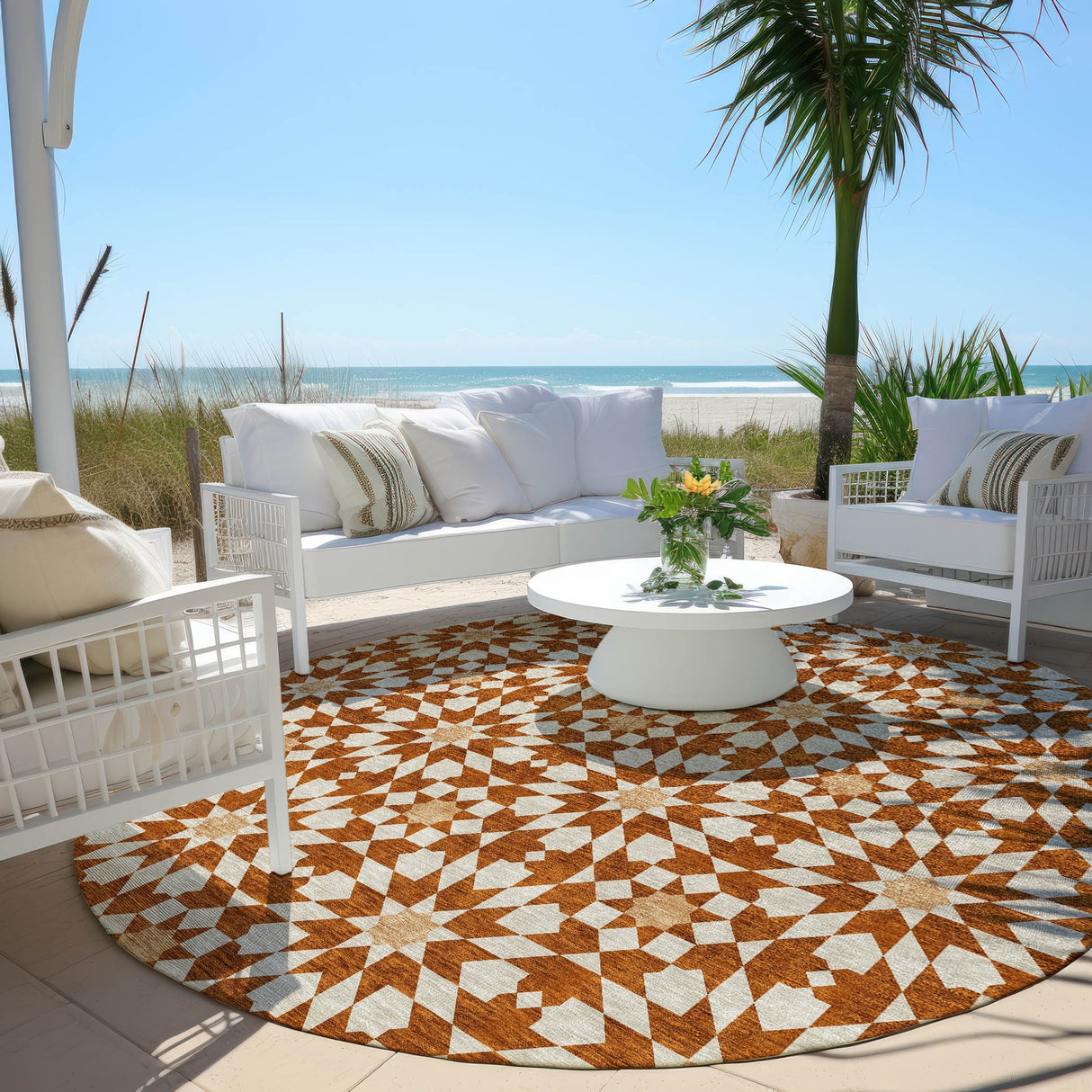 Machine Washable Indoor/ Outdoor Chantille Modern Boho Rug