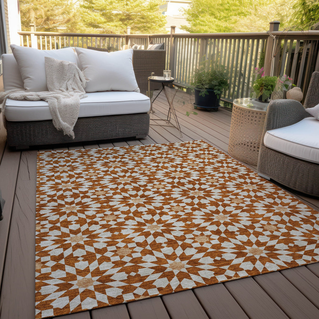 Machine Washable Indoor/ Outdoor Chantille Modern Boho Rug
