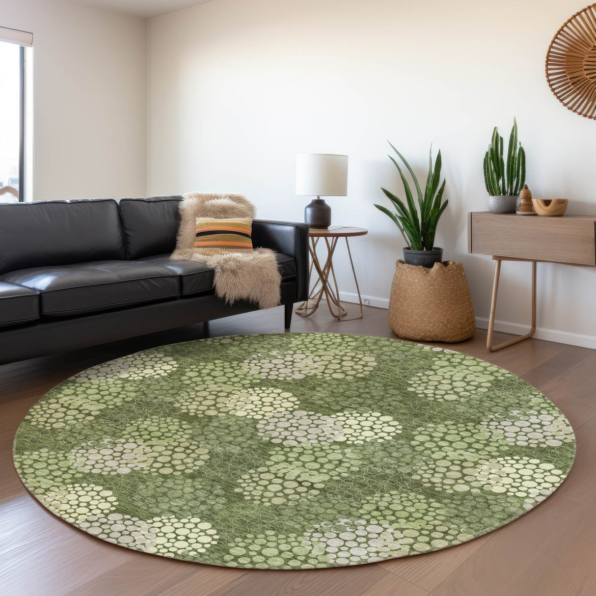 Machine Washable Indoor/ Outdoor Chantille Modern Bubbles Rug