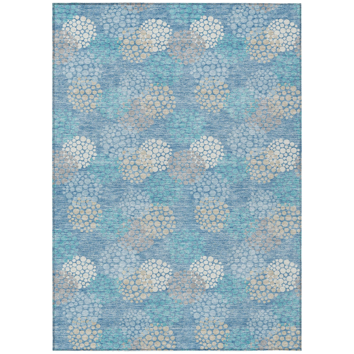 Machine Washable Indoor/ Outdoor Chantille Modern Bubbles Rug