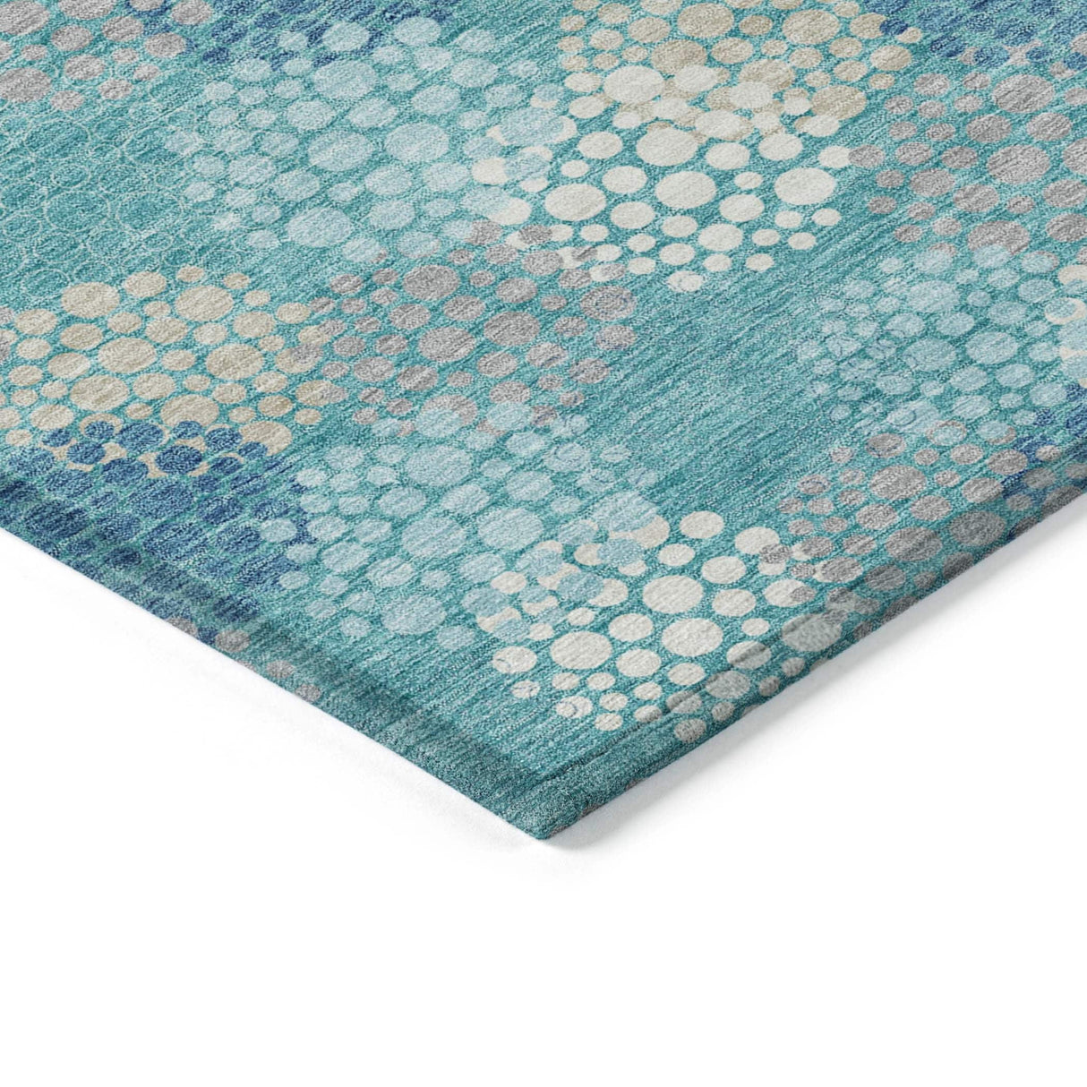 Machine Washable Indoor/ Outdoor Chantille Modern Bubbles Rug