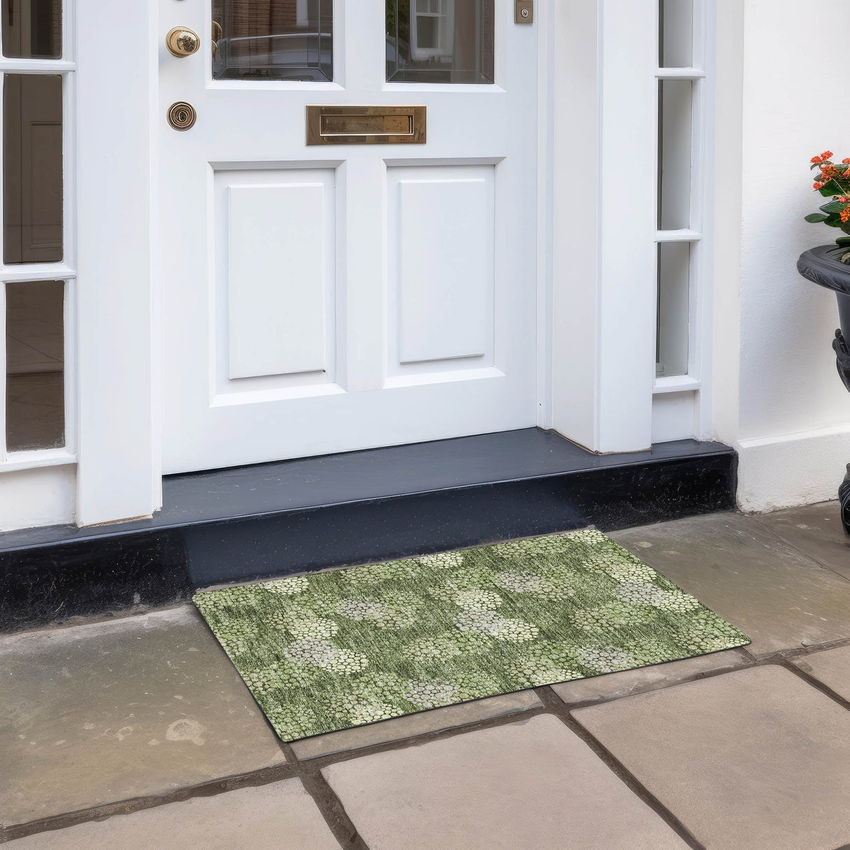 Machine Washable Indoor/ Outdoor Chantille Modern Bubbles Rug