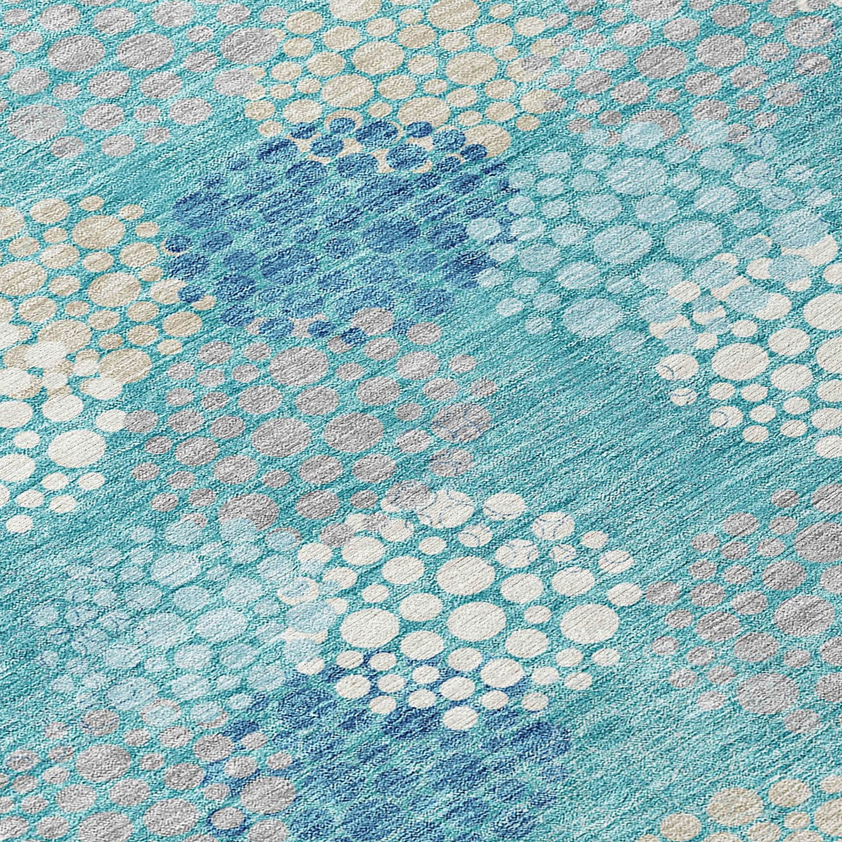 Machine Washable Indoor/ Outdoor Chantille Modern Bubbles Rug