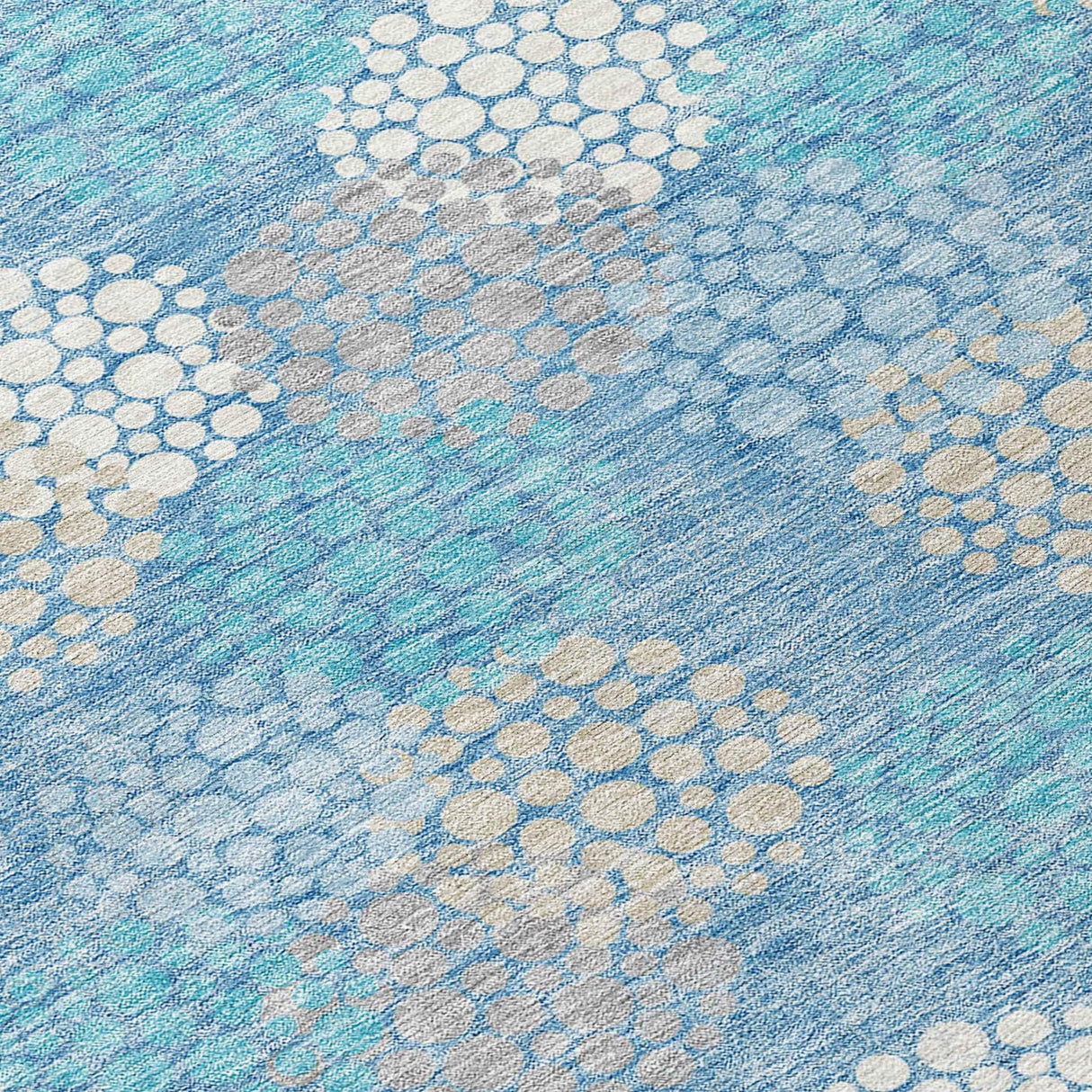 Machine Washable Indoor/ Outdoor Chantille Modern Bubbles Rug
