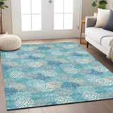 Machine Washable Indoor/ Outdoor Chantille Modern Bubbles Rug