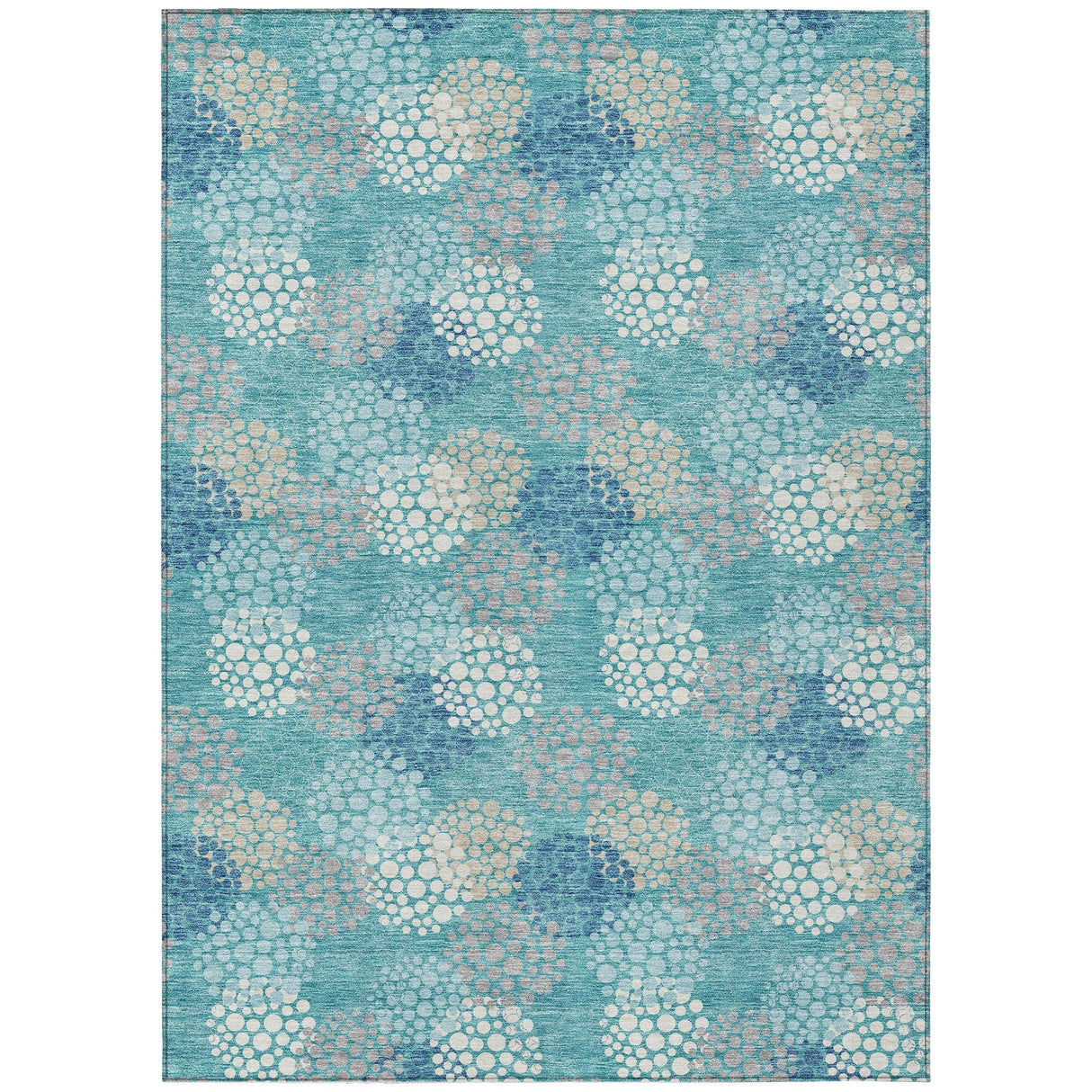 Machine Washable Indoor/ Outdoor Chantille Modern Bubbles Rug