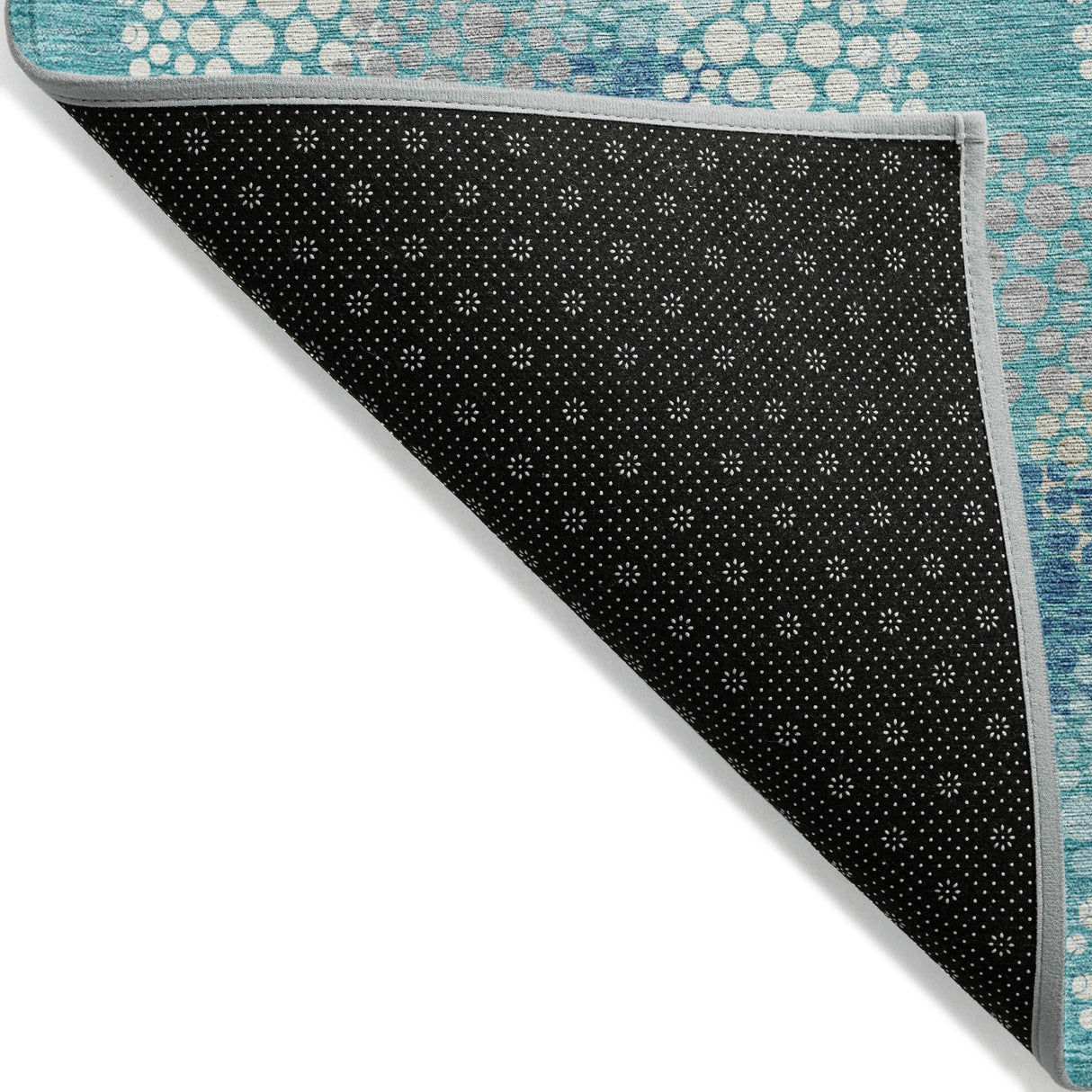 Machine Washable Indoor/ Outdoor Chantille Modern Bubbles Rug