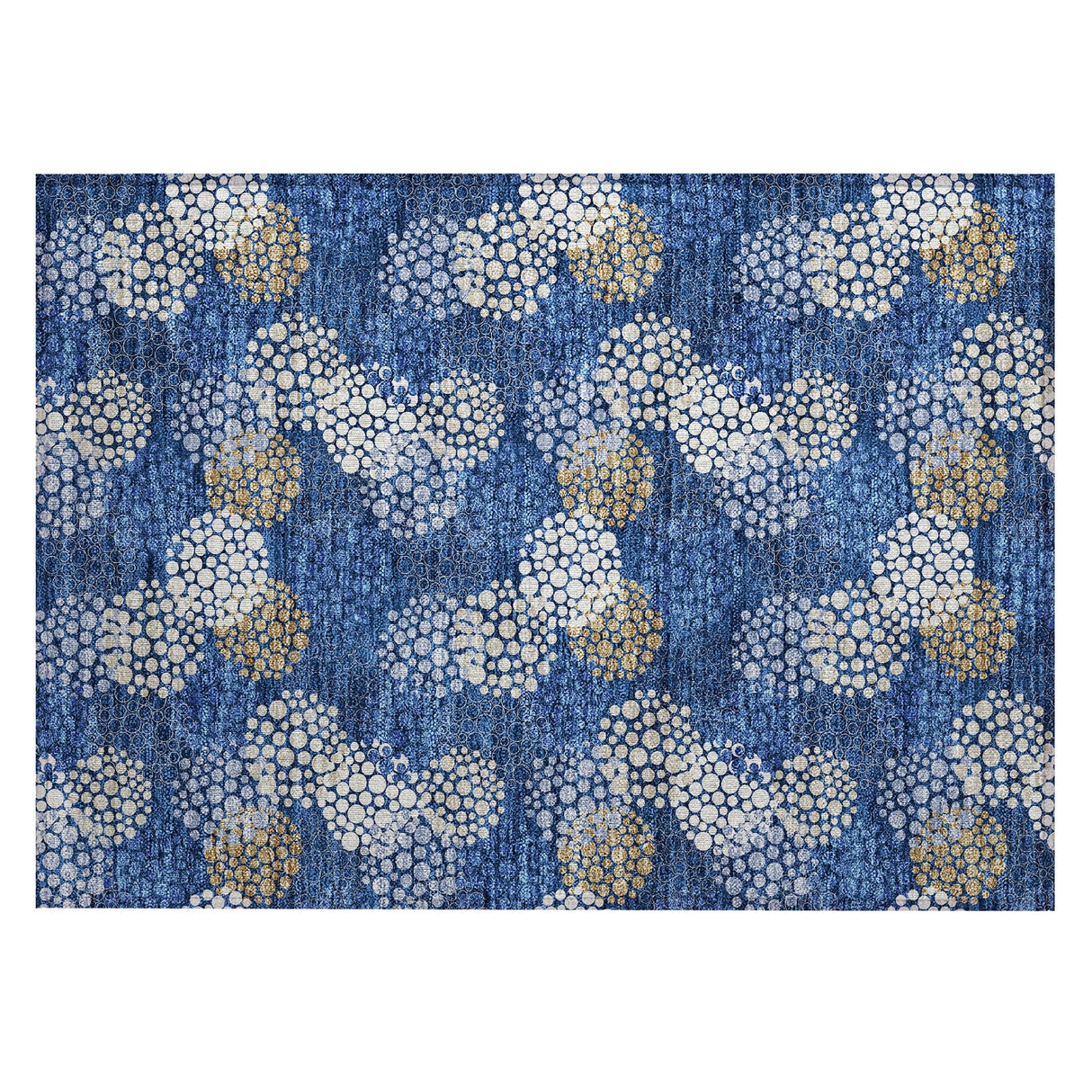 Machine Washable Indoor/ Outdoor Chantille Modern Bubbles Rug