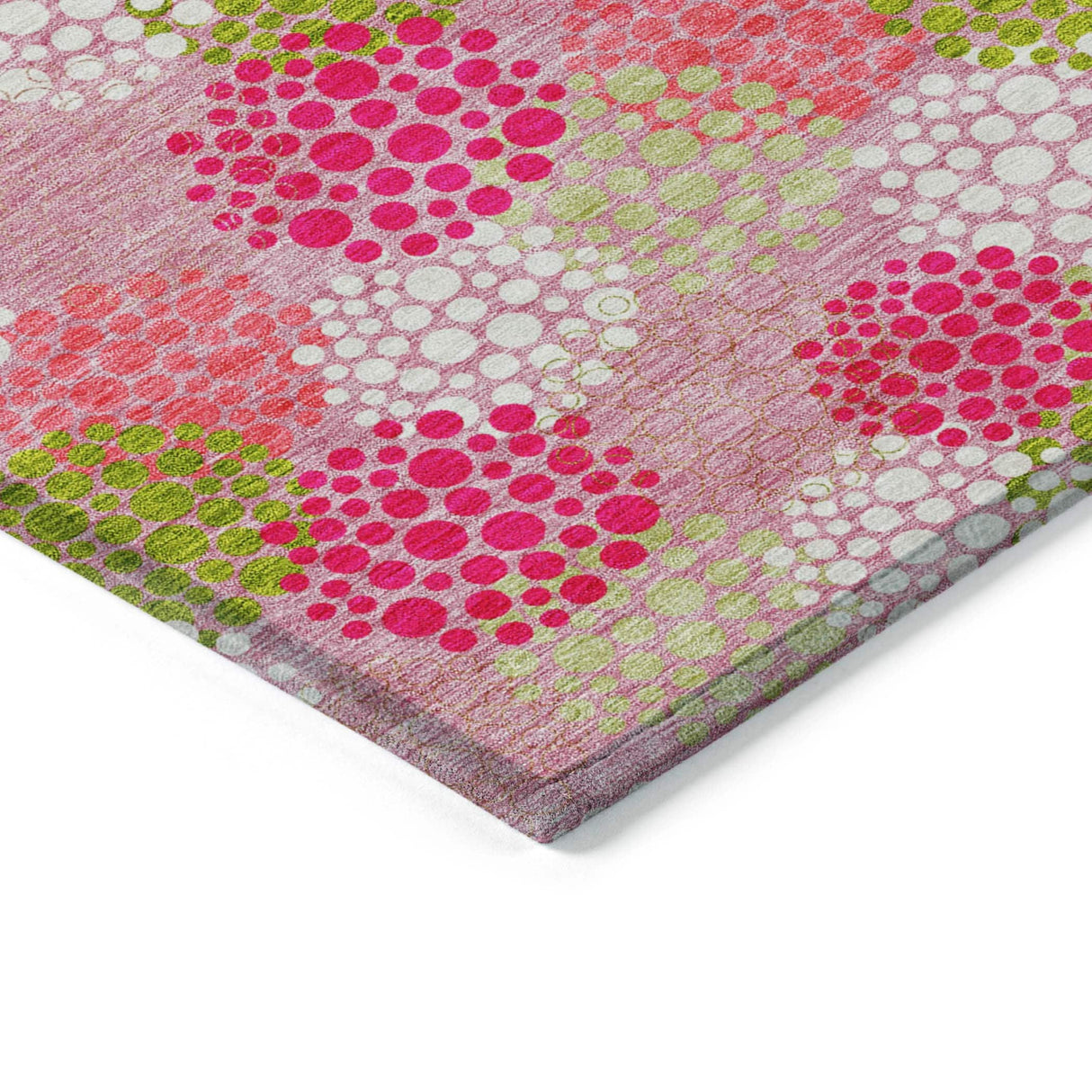Machine Washable Indoor/ Outdoor Chantille Modern Bubbles Rug