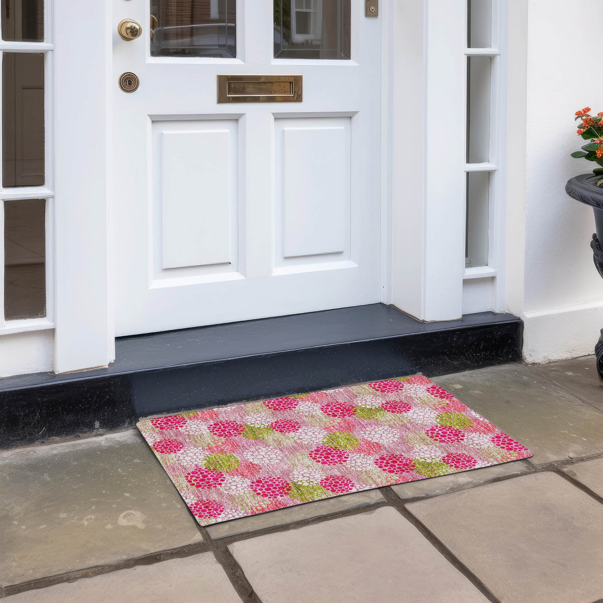 Machine Washable Indoor/ Outdoor Chantille Modern Bubbles Rug