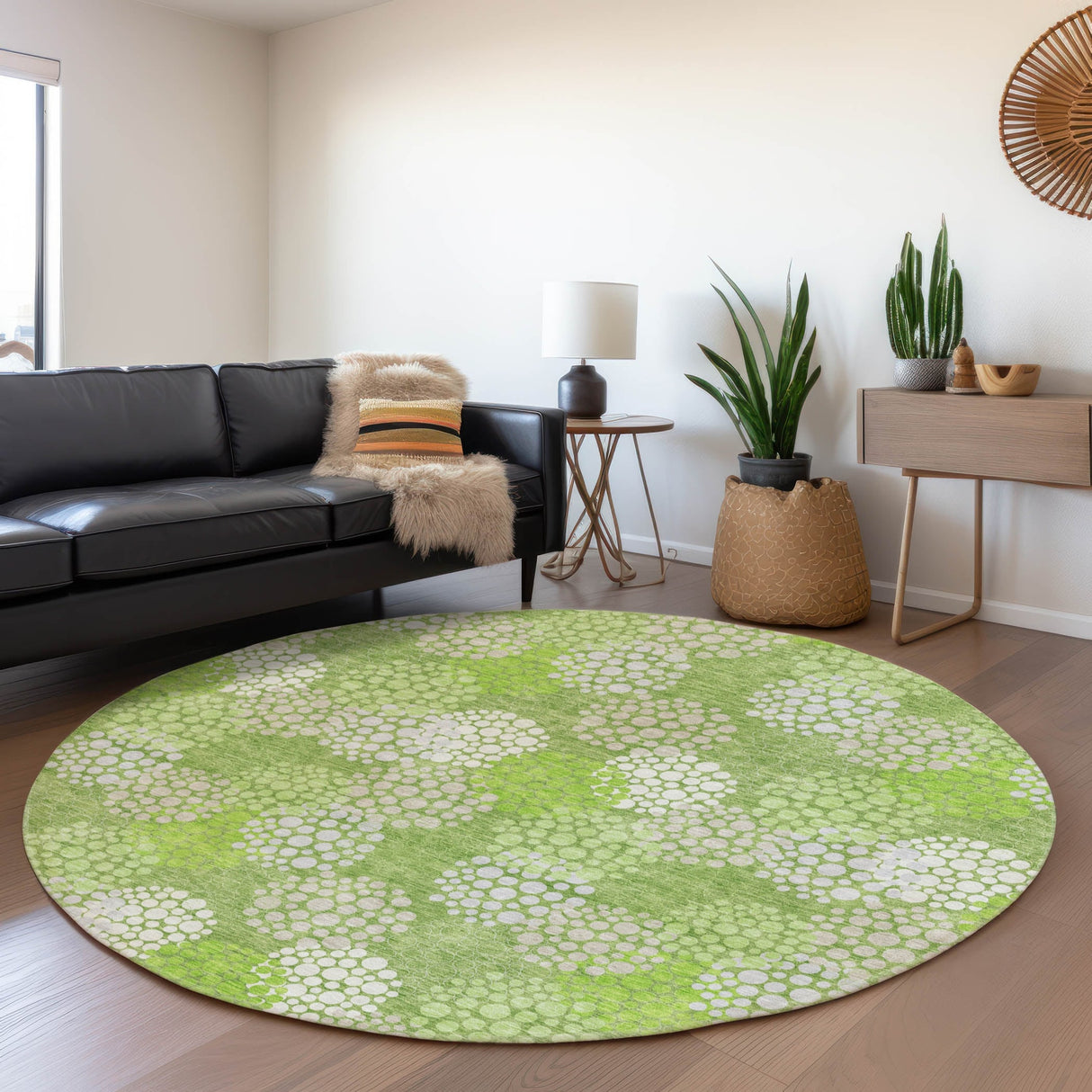 Machine Washable Indoor/ Outdoor Chantille Modern Bubbles Rug