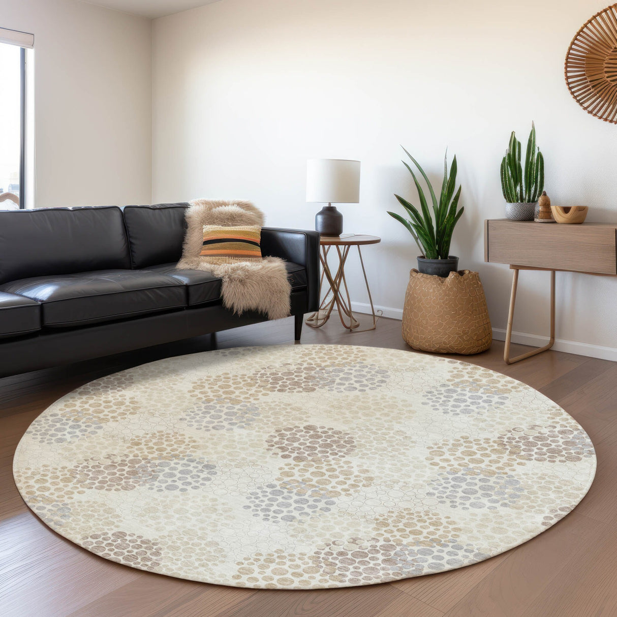 Machine Washable Indoor/ Outdoor Chantille Modern Bubbles Rug