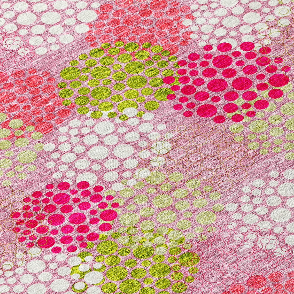 Machine Washable Indoor/ Outdoor Chantille Modern Bubbles Rug