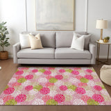 Machine Washable Indoor/ Outdoor Chantille Modern Bubbles Rug