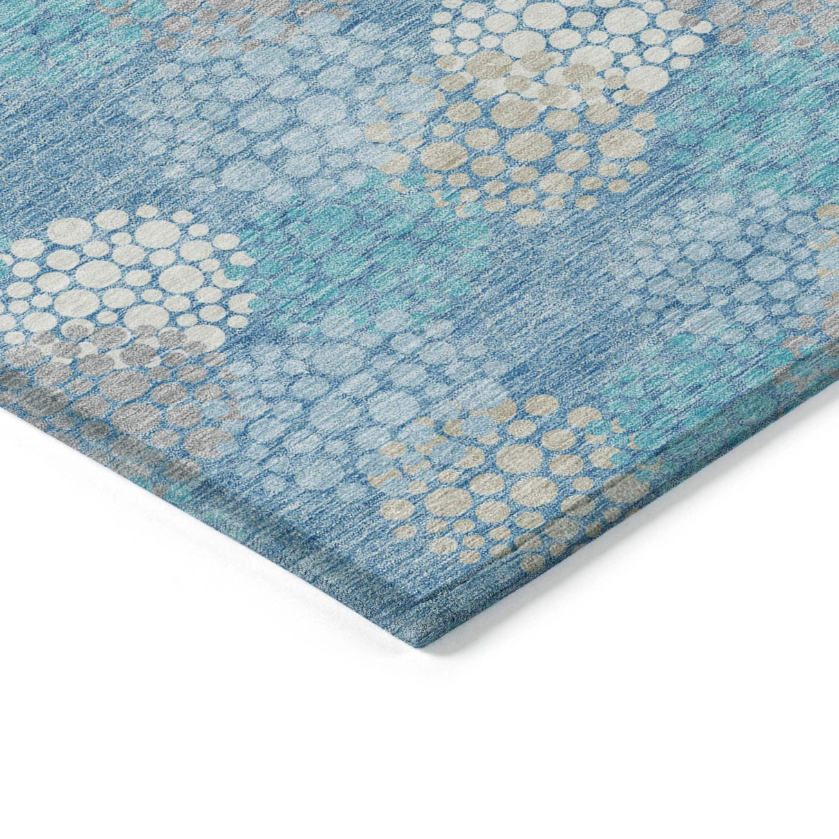 Machine Washable Indoor/ Outdoor Chantille Modern Bubbles Rug