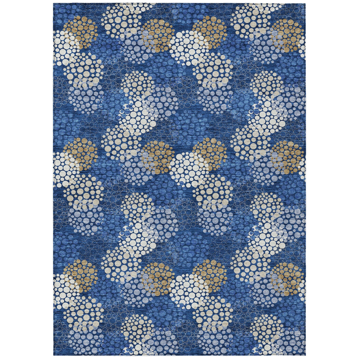Machine Washable Indoor/ Outdoor Chantille Modern Bubbles Rug