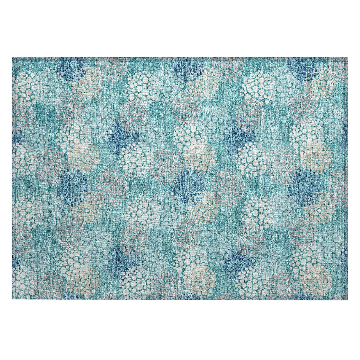 Machine Washable Indoor/ Outdoor Chantille Modern Bubbles Rug