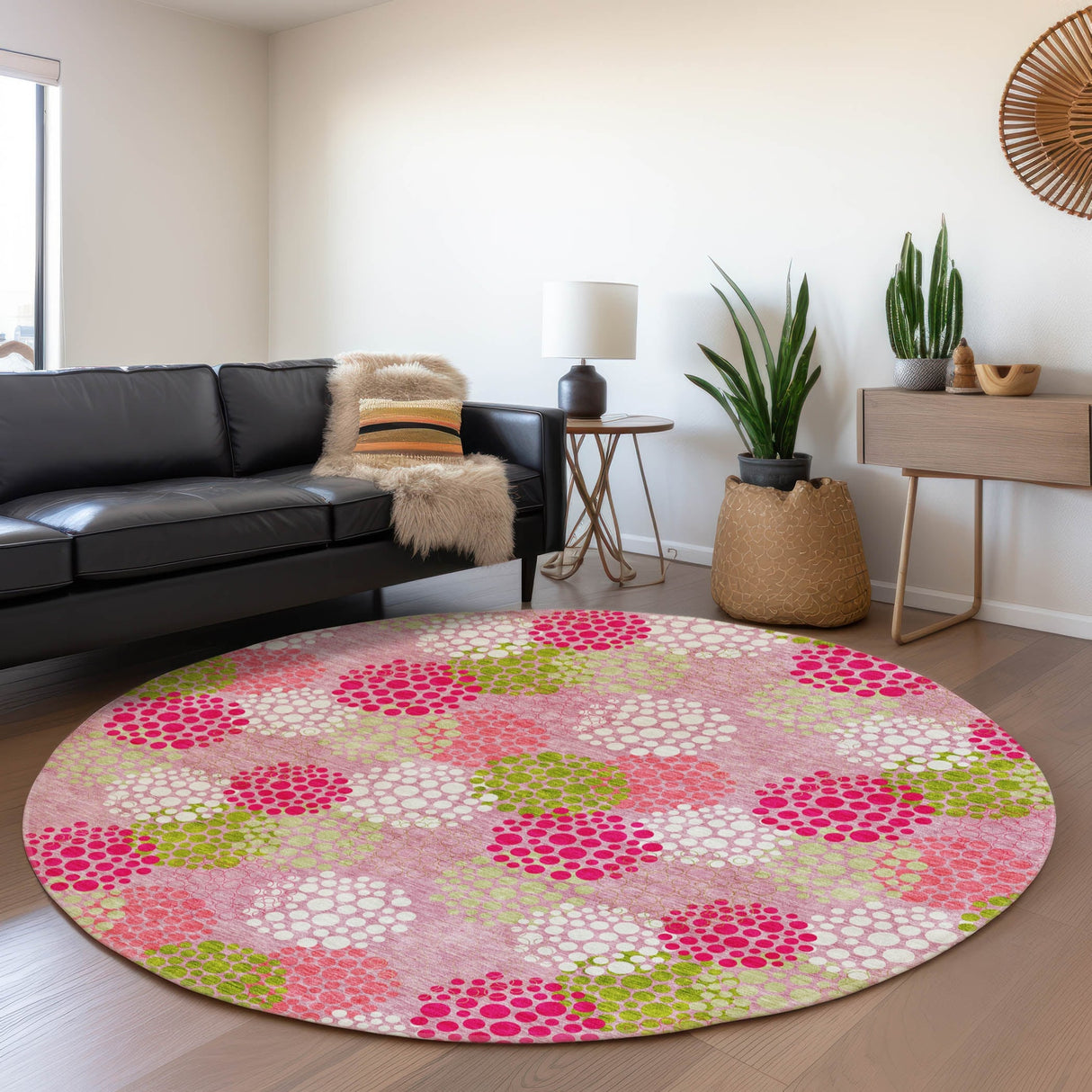 Machine Washable Indoor/ Outdoor Chantille Modern Bubbles Rug