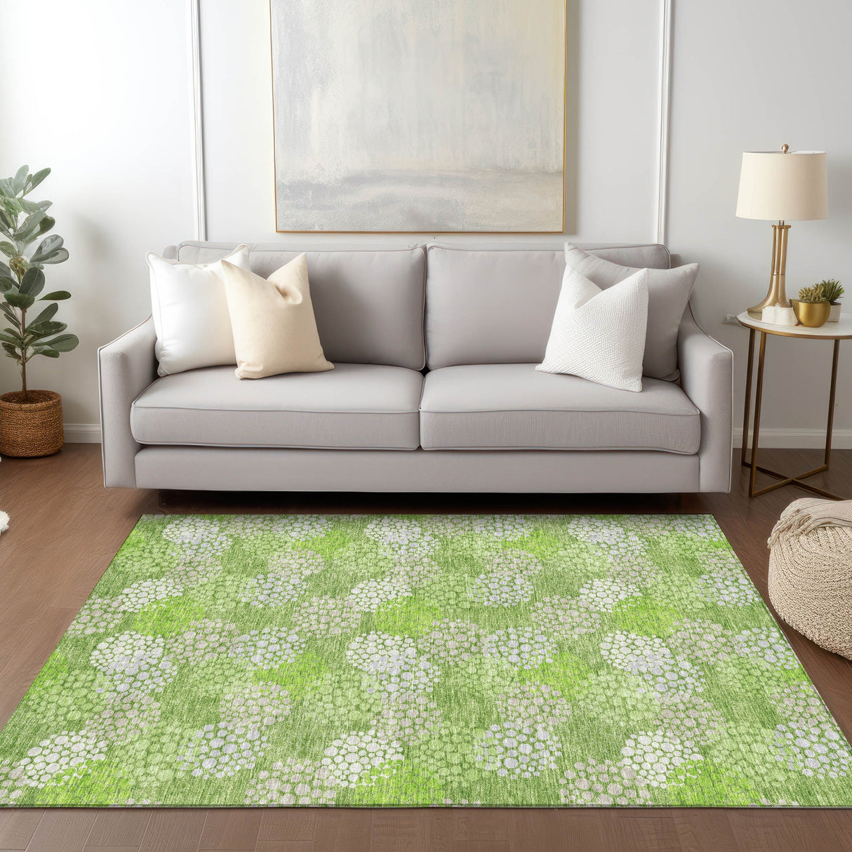 Machine Washable Indoor/ Outdoor Chantille Modern Bubbles Rug