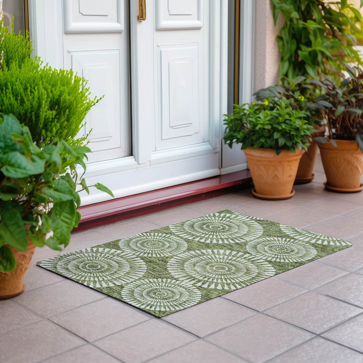 Machine Washable Indoor/ Outdoor Chantille Modern Burst Rug