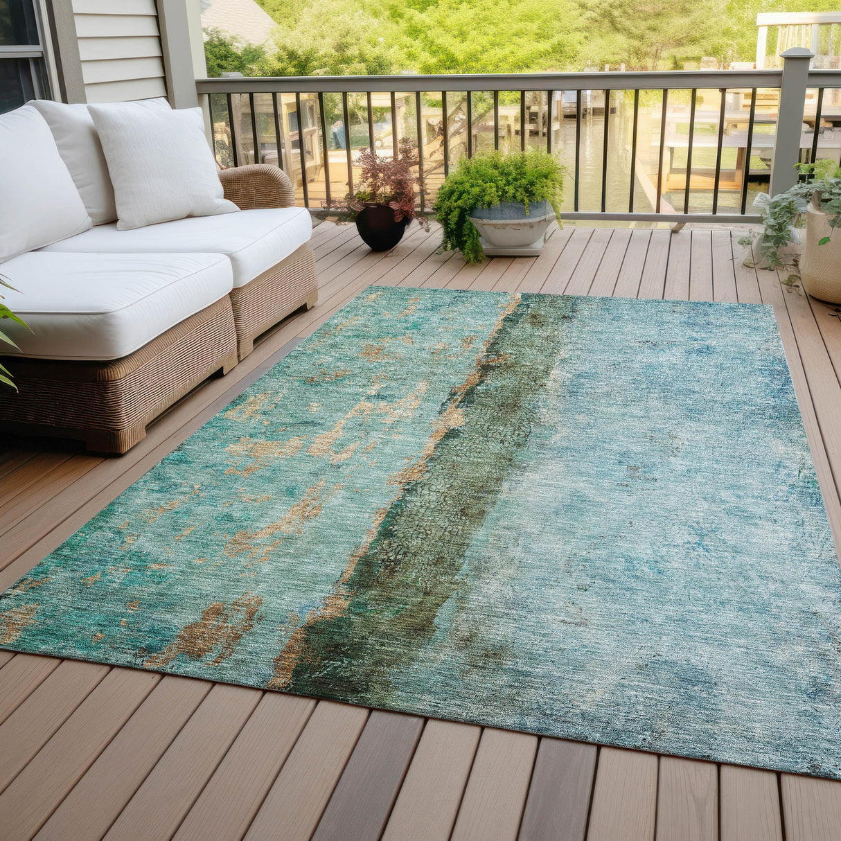 Machine Washable Indoor/ Outdoor Chantille Modern Contemporary Rug