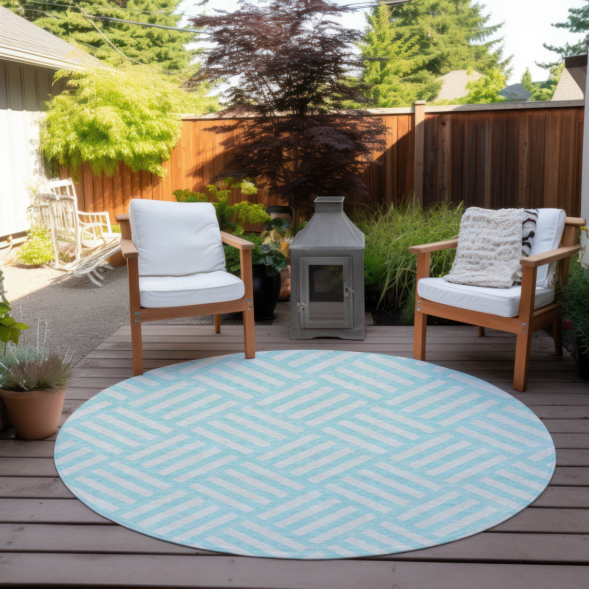 Machine Washable Indoor/ Outdoor Chantille Modern Geo Rug