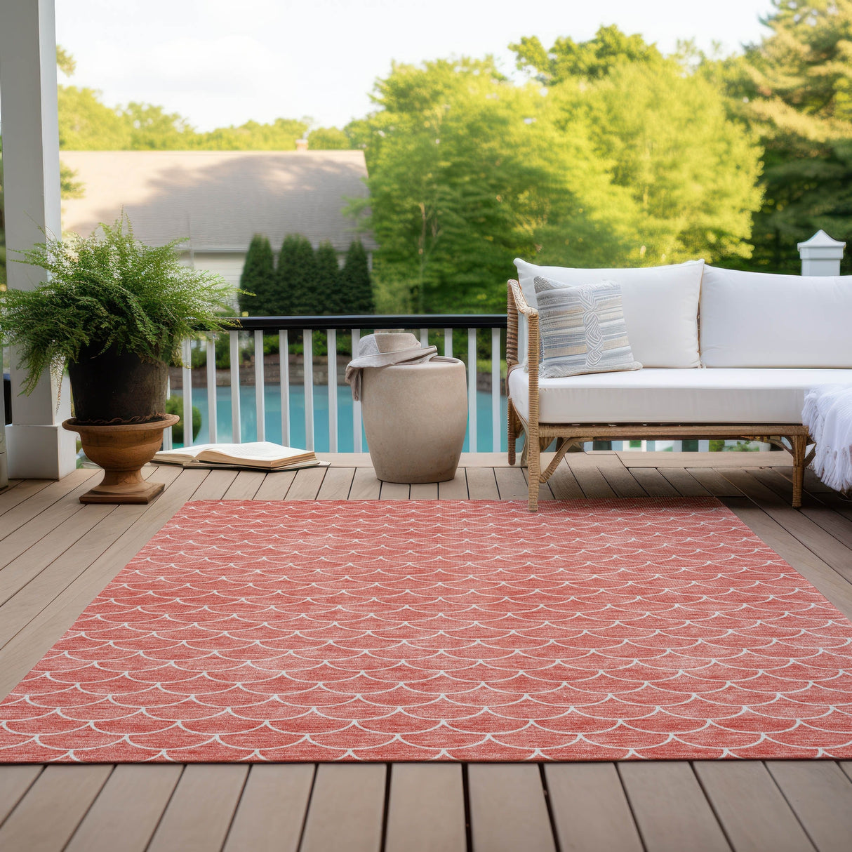 Machine Washable Indoor/ Outdoor Chantille Modern Geo Rug