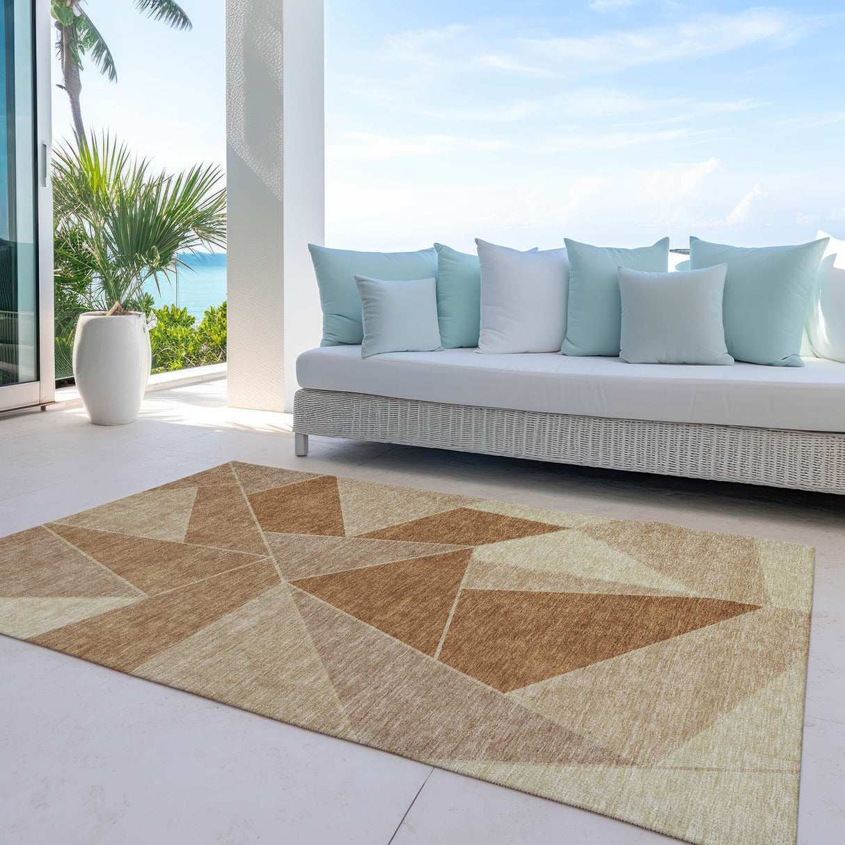 Machine Washable Indoor/ Outdoor Chantille Modern Mosaic Rug