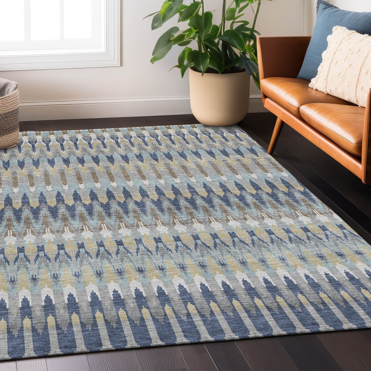 Machine Washable Indoor/ Outdoor Chantille Moroccan Boho Rug